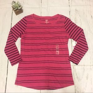 Crown & Ivy Authentic Tee pink navy striped Petite